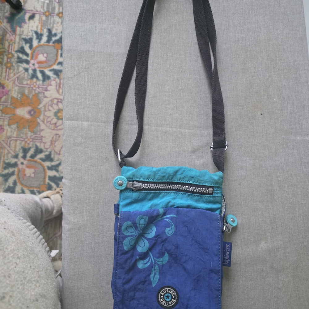 RARE VINTAGE KIPLING ALOHA Blue & Teal Crossbody Bag